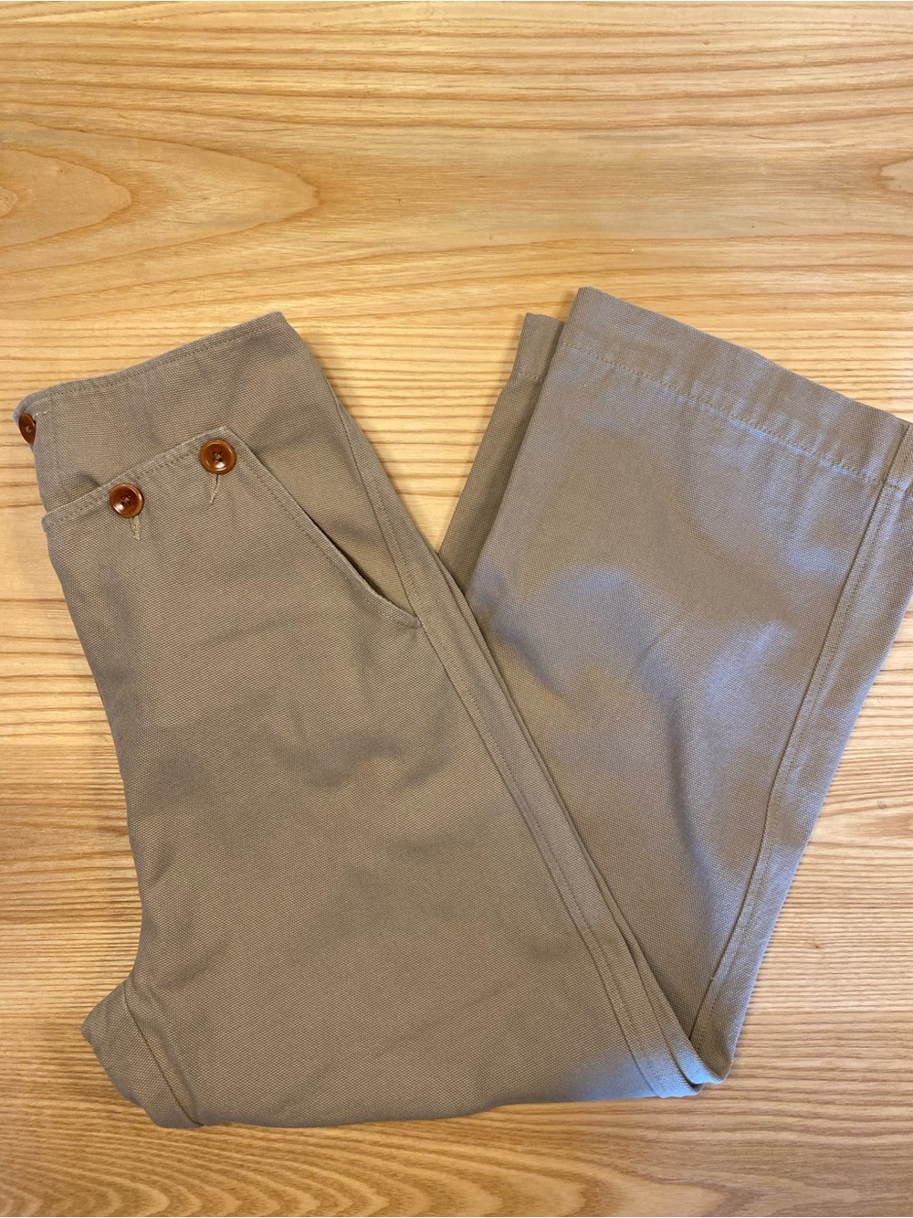 EUC CARON CALLAHAN - Khaki Sailor Canvas Wide Leg Pants - Size 4US